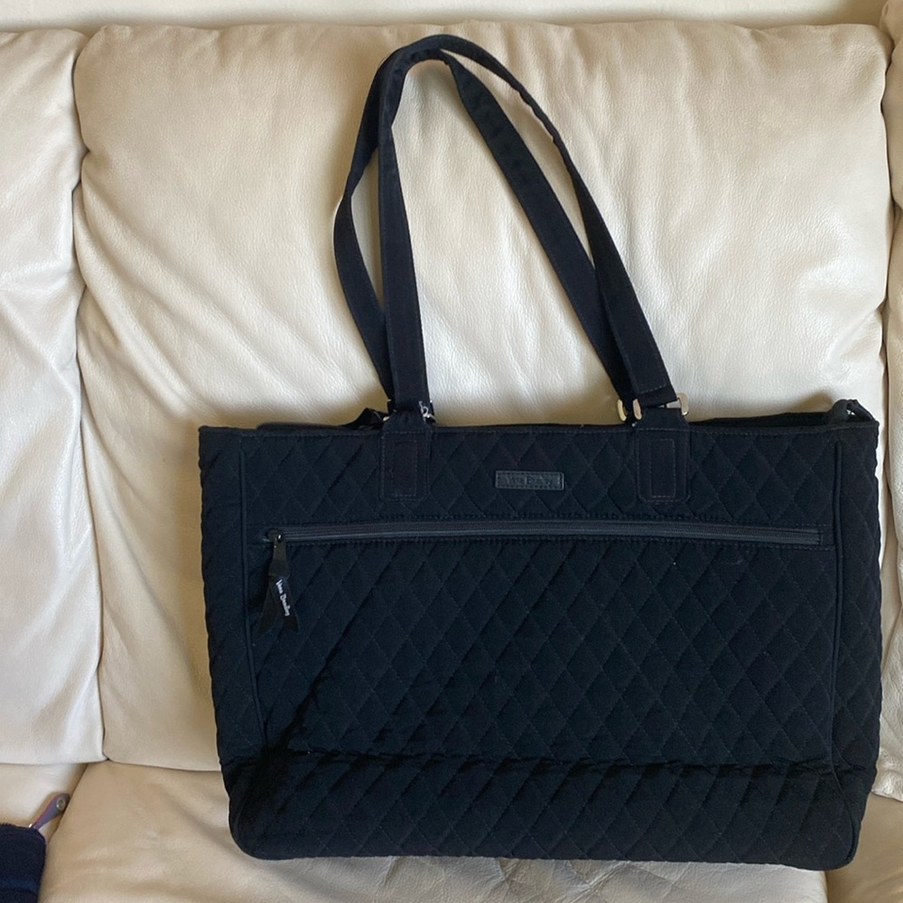 Vera Bradley Black Quilted Tote - Zipper Pockets